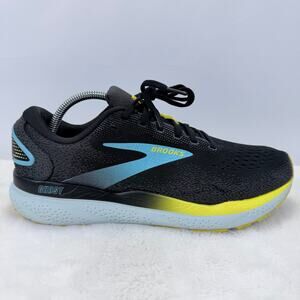 Brooks Ghost 16 Men’s Black Blue Neo Yellow Running Shoes Size 10
